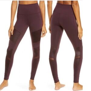 Alo moto leggings in maroon sz s